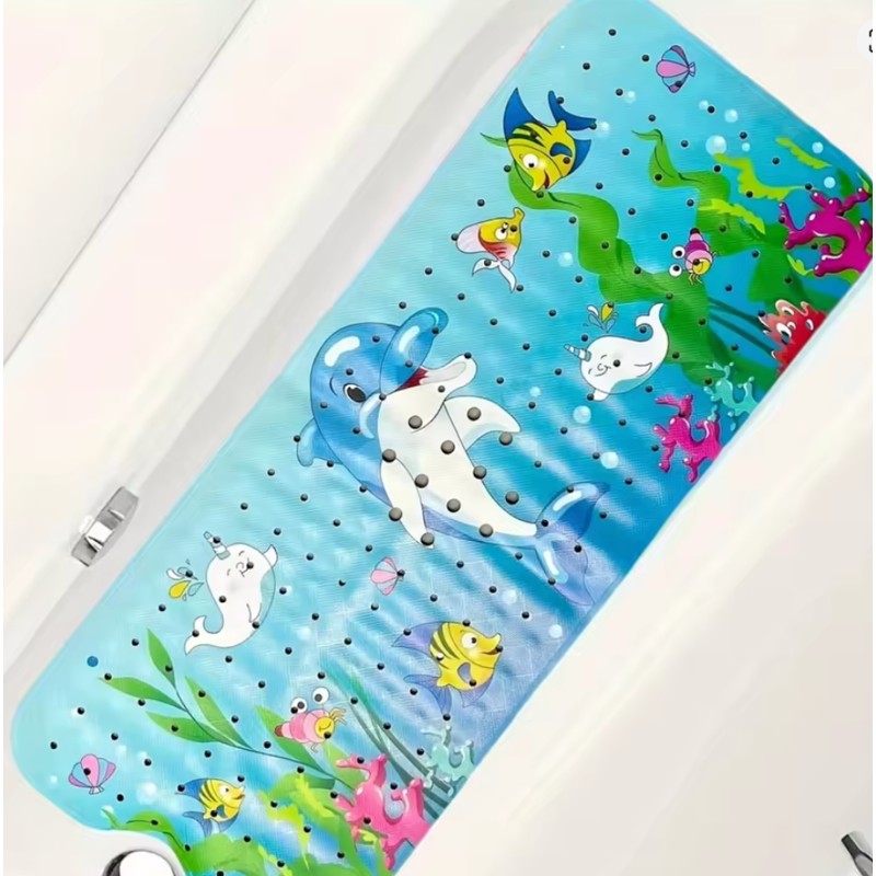 Extra-Long Cartoon Non-Slip Bathtub Mat – PVC Bath and Shower