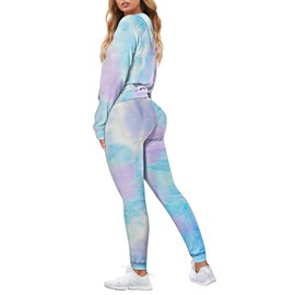 Fixmatti Womens Hoodie Sweat Suit Long Sleeve Sweatshirts Jogging Tie Dye Set XL