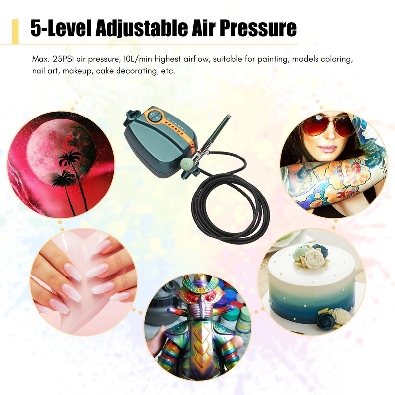 Multi Functional Airbrush Kit with Pump 5 Levels Adjustable Dual