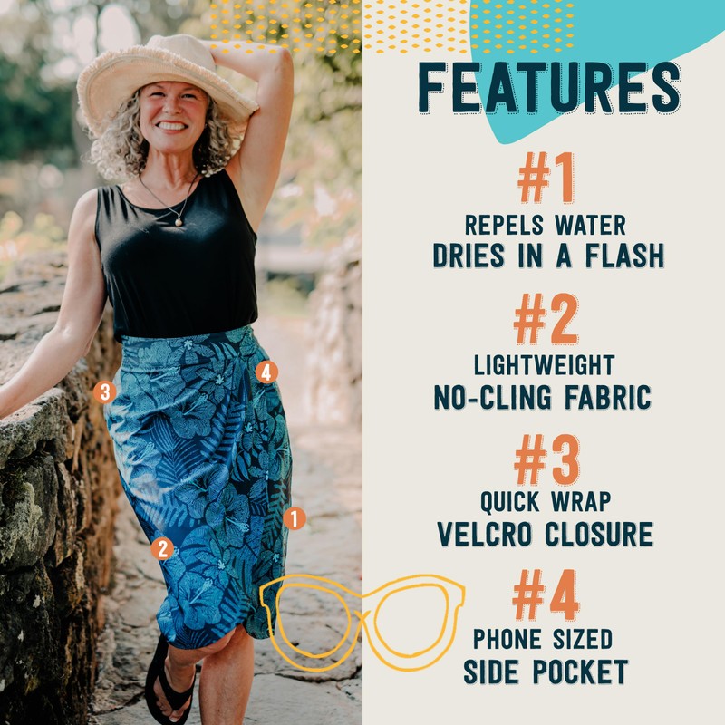 RipSkirt Hawaii Length 3 - Wrap Skirt for Women -