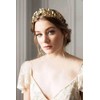 Women's elegant and fashionable leaf crown headband hair accessory (Golden,