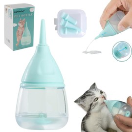 Kitten Bottles for Nursing,Puppy Bottles for Nursing Puppy Milk, Anti-Choking Puppy Feeder Design,with 3pcs Replaceable and Reusable Silicone Nipples for Feeding Newborn Pets (Blue, 40ml+3pcs)