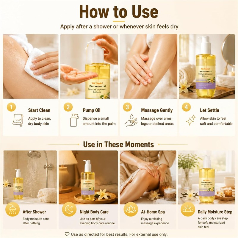 Cocoa Butter Formula Moisturizing Body Oil for Dry Skin with