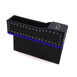 Ruilogod Black Blue Cuero Faux Cuero Asiento de Asiento Slit Catcher Pocket Storage Box Organizador (id 132 2e5 895 7c3 728                           