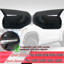 MUXEE Side Mirror Cover,for Toyota Tundra/Sequoia 2022-2025，2PCS Turn Signal housing Cover Sets car Accessories -Carbon Fiber（with Turn Signal Cutout）