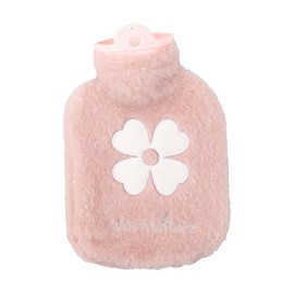 GLADFRESIT 1 Pcs Hot Water Bottle,500ml Small Hot Water Bottle with Soft Premium Faux Fur Cover - 2-in-1 Water Bag for Cold & Hot - Compress Mini Hot-water Bag (Pink)