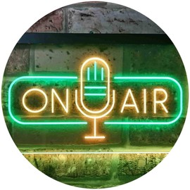 On Air Speaker Studio Dual Color LED Neon Sign Green & Yellow 12" x 8.5" st6s32-i3568-gy