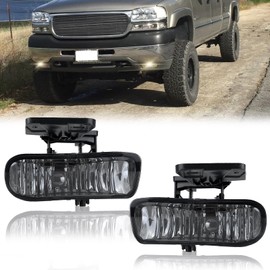 Shocklight Fog Lights fit for 1999-2002 GMC Sierra/ 2000-2006 GMC Yukon with 12V 27W 881 Halogen Bulbs, A Pair of Front Bumper Driving Fog Lamps with Smoked Lens