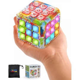 Power Your Fun Cubik LED Flashing Cube Memory Game - Tie Dye