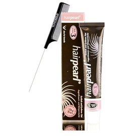 Hairpearl Original Hair Pearl TINT Color Dye for Iashes and broows (w/ Sleek Steel Pin Rat Tail Comb) PPD-Free Haircolor Hair Tinting, Made in Germany (No 5 Natural)