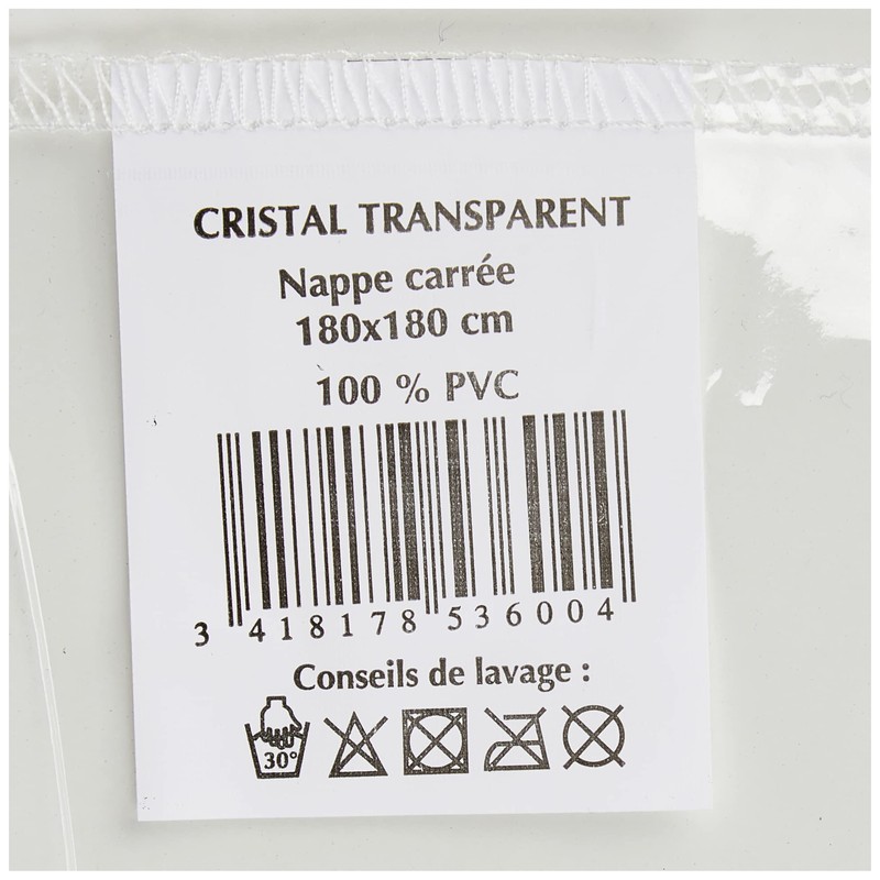 Soleil d'Ocre 853600 Cristal Square Tablecloth Transparent PVC Transparent 180