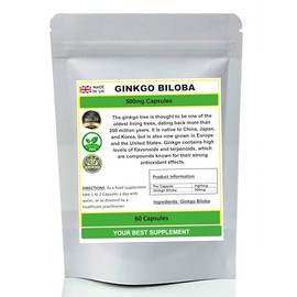 Ginkgo Biloba Capsules 100% Natural Pure no additives (60)