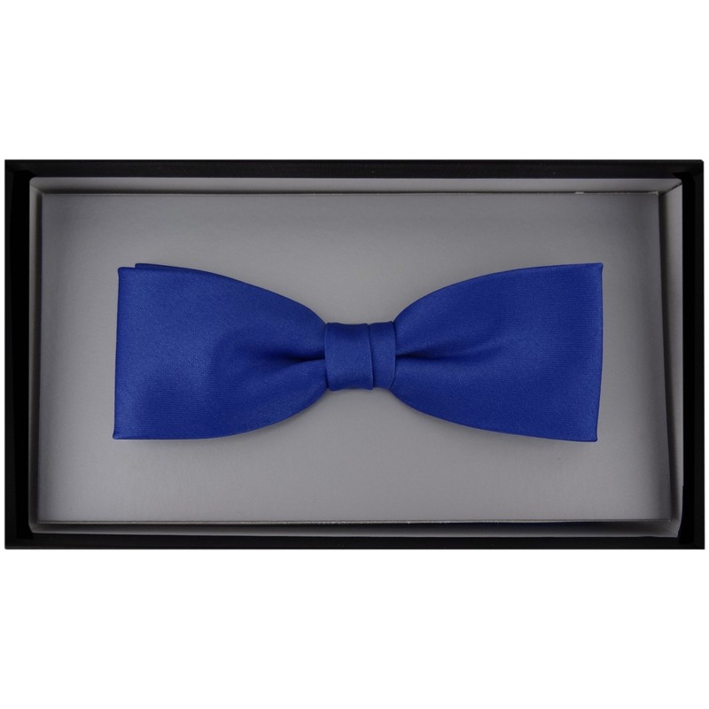 TigerTie Pre-Tied Slim Bow Tie Plain + Box, darkblue
