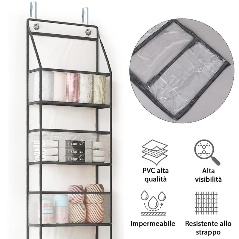 BAKAJI Organizer with 5 Door Shelves with Metal Hooks and