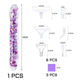 NINVVS 1pc Purple Diamond Drawing Pen, Diamond Drawing Pen Accessories, Glow Diamond Art Pen for Painting Craft DIY Nail Art, with 6 Diamond Pen Replacement Tips and 3 Pcs Putty Clay