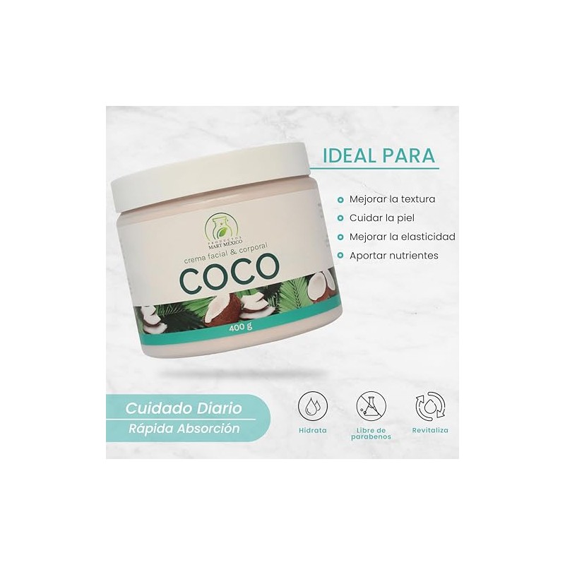 Crema Corporal De Coco Piel Suave Productos Mart Mexico 400g