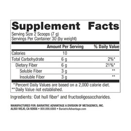 Bariatric Advantage Advanced Fiber - Powdered Formula Supports a Healthy Intestinal Environment and Aids Absorption of Calcium and Magnesium* - Unflavored - 30 Servings