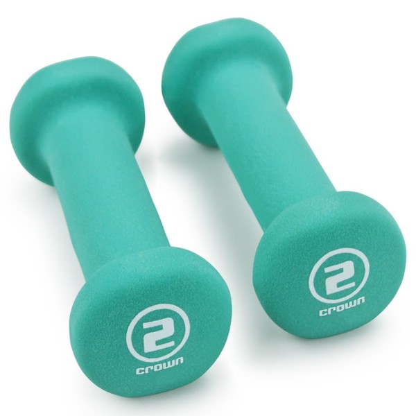 Crown Sporting Goods Neoprene Body Sculpting Hand Weights (1-Pair), 2-Pound, Teal