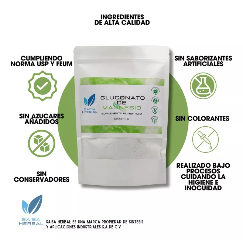 Saisa Herbal Gluconato De Magnesio Bolsa Con 1 Kg. Sabor