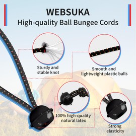 WEBSUKA 25 Pack Ball Bungee Cord, 2Colors–4"&6"&9" Size, Heavy Duty Tarp Bungee Cords, Thickness Tie Down Strap for Camping, Tents, Shelter, Cargo，Holding Wire, Awning Black-6"