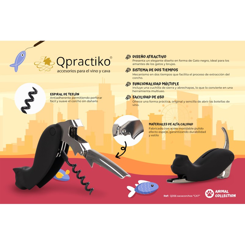 Qpractiko Polished Stainless Steel Corkscrew with Non-Stick Teflon Coating, Two