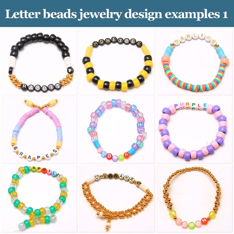 Eppingwin 1400 pcs Letter Beads, 4x7 mm Acrylic Beads, Beads