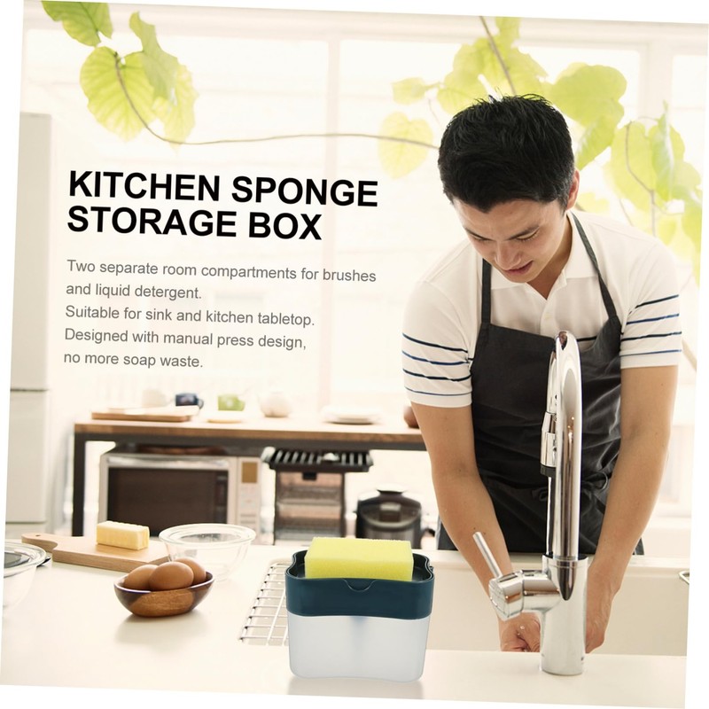 LALAFINA 1set Dish Soap Holder Sponge Box Kitchen Tabletop Sink