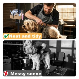 Easy to Install Pet Grooming Arm Organizer with Multi-Compartment Storage - Adjustable Tool and Accessory Holder