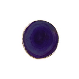 Soulnioi Purple Coaster Onyx Tablet Crystal Agate Coaster with Gold Plated Glod Trim, Teacup Decorative Design Stone Coaster for Home Decor