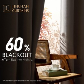 jinchan Blackout Curtain 90 Inch Length Beige Curtain for Bedroom Living Room Curtain 1 Panel Greyish Beige Texture Curtain Grommet Top Window Drape 84 Inches Wide by 90 Inches Long