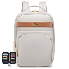 BAGZY Laptop Backpack 15.6 Inch for Women 40x30x15 British Airways Waterproof Travel Backpack Underseat Travel Hand Luggage Backpack Fashion Laptop Bag for Teacher Nurse College Work Man Beige