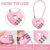 2 Pcs Pink Combination Lock, 3 Digit Heart Shaped Padlock