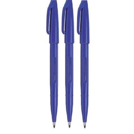 Pentel Blue Original Sign Pen S520 Fibre Tip Marker Pens Colour Fineliner 2mm Nib 1mm Line Width (Pack of 3)