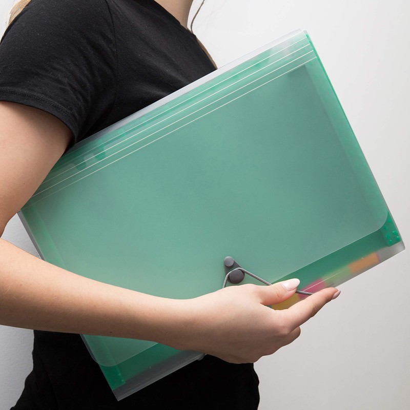 D.RECT 110576 5540 Expanding File Folder Expandable Document Folders, Green,