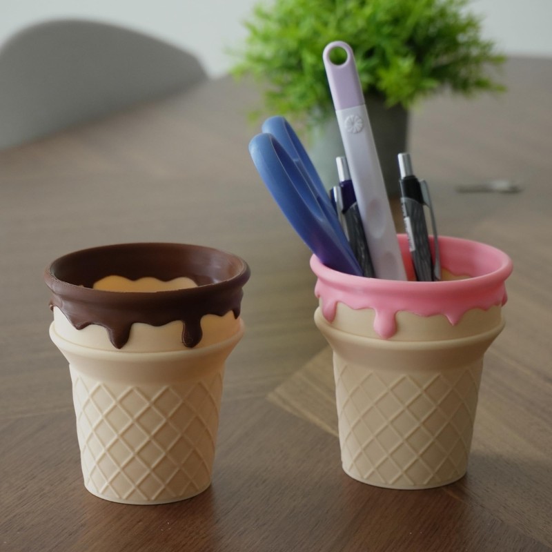 Portalápices Decorativo en Forma de Cono de Helado, Lapicero Nieve,