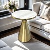21″X17.5″ Gold Minimalist Round Living Room Table Rock Panel Surface,