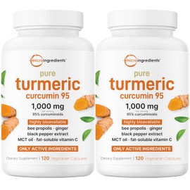 Micro Ingredients Turmeric Curcumin Supplement 1,000mg, 240 Veggie Capsules | 95% Curcuminoids with Bee Propolis, MCT Oil, Vitamin C & Black Pepper | Enhanced Absorption | Vegan, Non-GMO, Filler Free