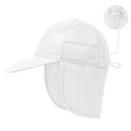 Durio Baby Sun Hat with Neck Flap UPF 50+ Sun Protection Baby Summer Hat Breathable Lining Toddler Beach Hat for Boys Girls, Baby Sun Hats 12-18 Months, White 12-24 Months