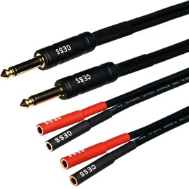 CESS-093 Dual Banana Jack to 6.35mm 1/4 Inch TS Male Plug Adapter Cable for Speaker Cables