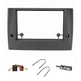 tomzz Audio 2414-056 Double DIN Radio Fascia Set Compatible with Fiat Stilo Model 2001-2008 Anthracite / Black with Radio Adapter ISO Antenna Adapter ISO DIN Release Lever