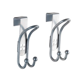 WENKO Türhaken Lochdesign 2er Set, 2er Set Schrankhaken, Kleiderhaken, Badezimmerhaken