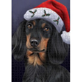 Doggie of The Day Dachshund Dogs - Santa Hat - Jigsaw Puzzle for Adults - Interlocking Puzzle Game Artwork - Gift for Dog Lovers, 200 pcs. DOTD200PZLE3592