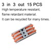 HENGXIA 15Pcs Wire Connectors 3 Conductor Compact Splicing, 3 Circuit