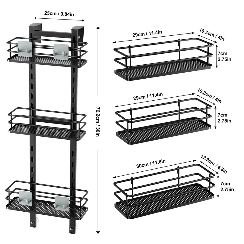 Orimade Adjustable Hanging Over the Shower Door Caddy with Hooks,