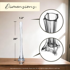 Craft And Party, Pack of 12, Eiffel Tower Vases Centerpiece for Flower, Wedding, Decoration. (20", Clear)