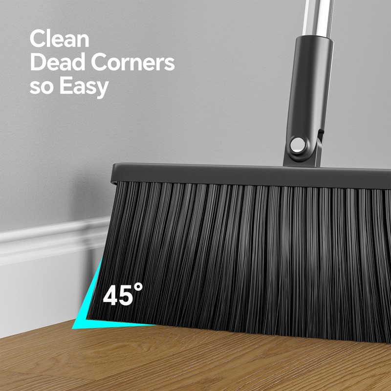 Spreezy Broom with Dustpan Combo Set, 52" Long Handle Standing