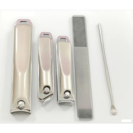 Manicure Nail Clippers Set, 5-in-1 Stainless Steel Nail Care Kit with Fingernail & Toenail Clippers, Nail File, Ear Pick, Portable Nail Clipper Set for Men and Women, Travel Grooming Kit with PU Case