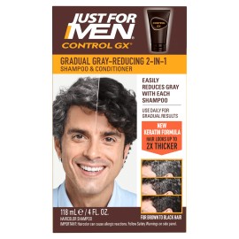 Unbranded Just For Men Control GX Grey Reducing Shampoo, Gradual Hair Color with Keratin