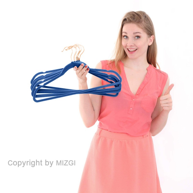 MIZGI Premium Velvet Hangers (50 Pack) Heavy Duty - Non