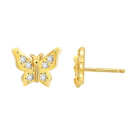 Butterfly Earrings Gold Studs Earrings for Women Small Earrings with Cubic Zirconia Cute Earrings Gold Jewellery Gifts for Women